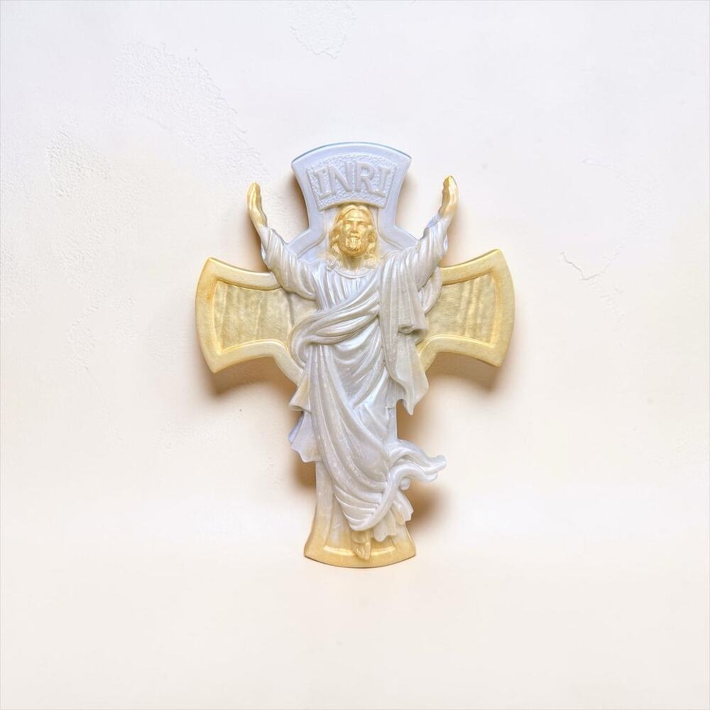 Pearlescent Jesus Cross Decor | Christian Gift | Faith Inspired Home Crucifix - Picture 3 of 4